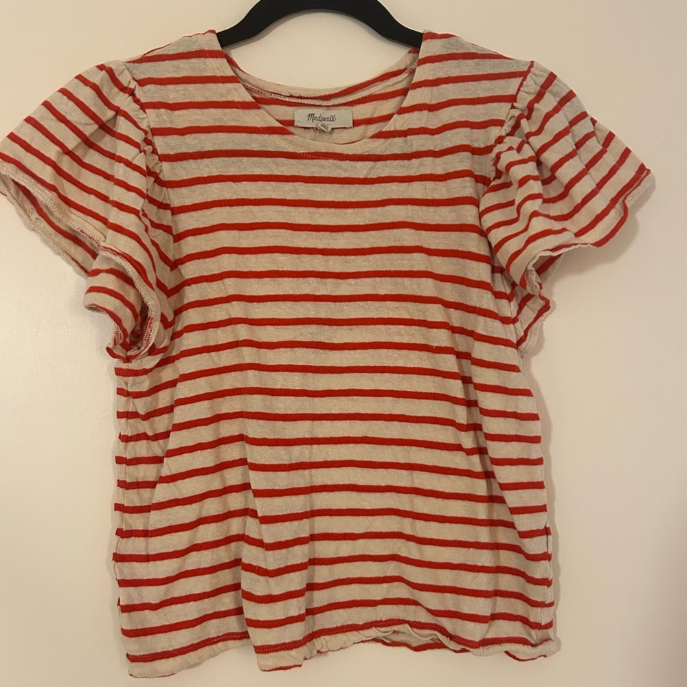 Madewell Striped Tee in Red and White